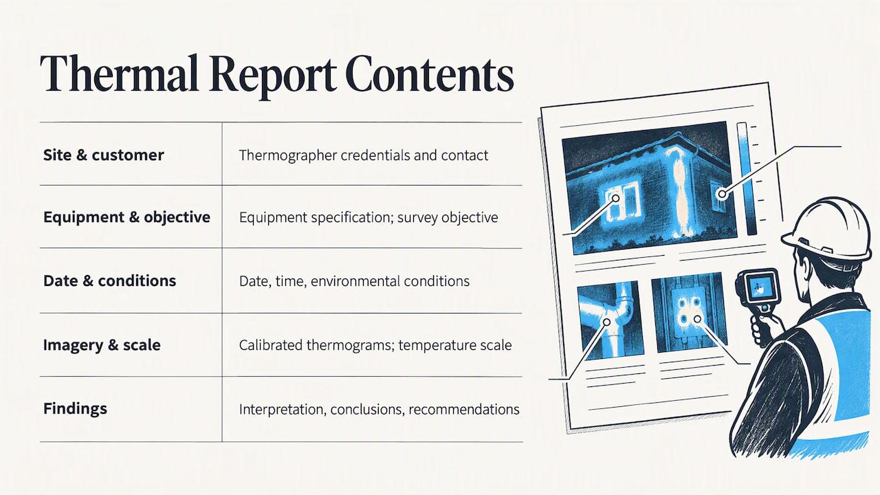 Key fields in a thermal imaging survey report